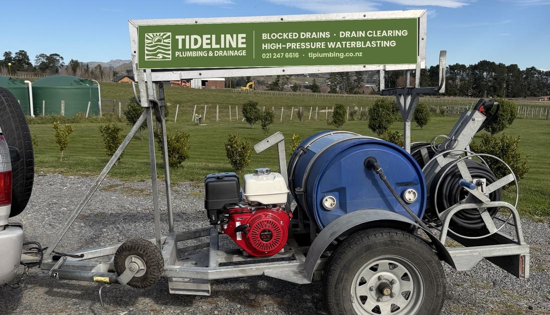 Tideline's waterblasting rig, signwritten and ready to go
